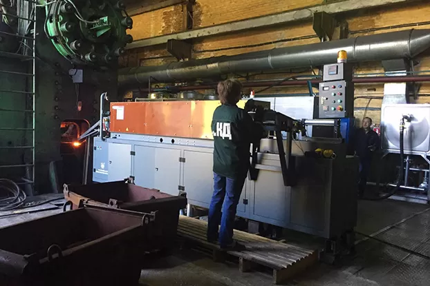 Индукционная линия нагрева заготовок для полного нагрева 